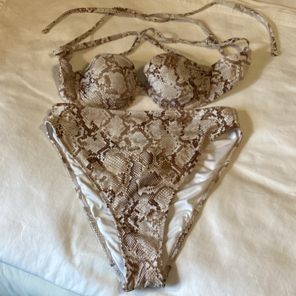Shade & Shore Other - Shade & Shore Brown Snakeskin Print Bikini Top 32B, Bottom Medium
